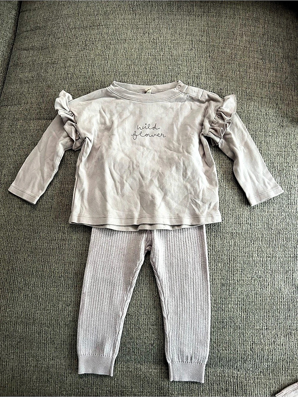 Quincy Mae Ribbed & Ruffle Matching 3 piece 45Set 18-24M - Picture 4 of 16